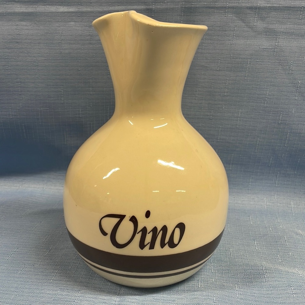 McCoy Wine Pitcher, Old Vintage Art Pottery, Brown Stripe - #660,5 c. Hand Pinch